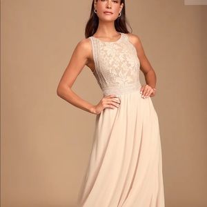 Lulus Blush Pink Lace Maxi Dress